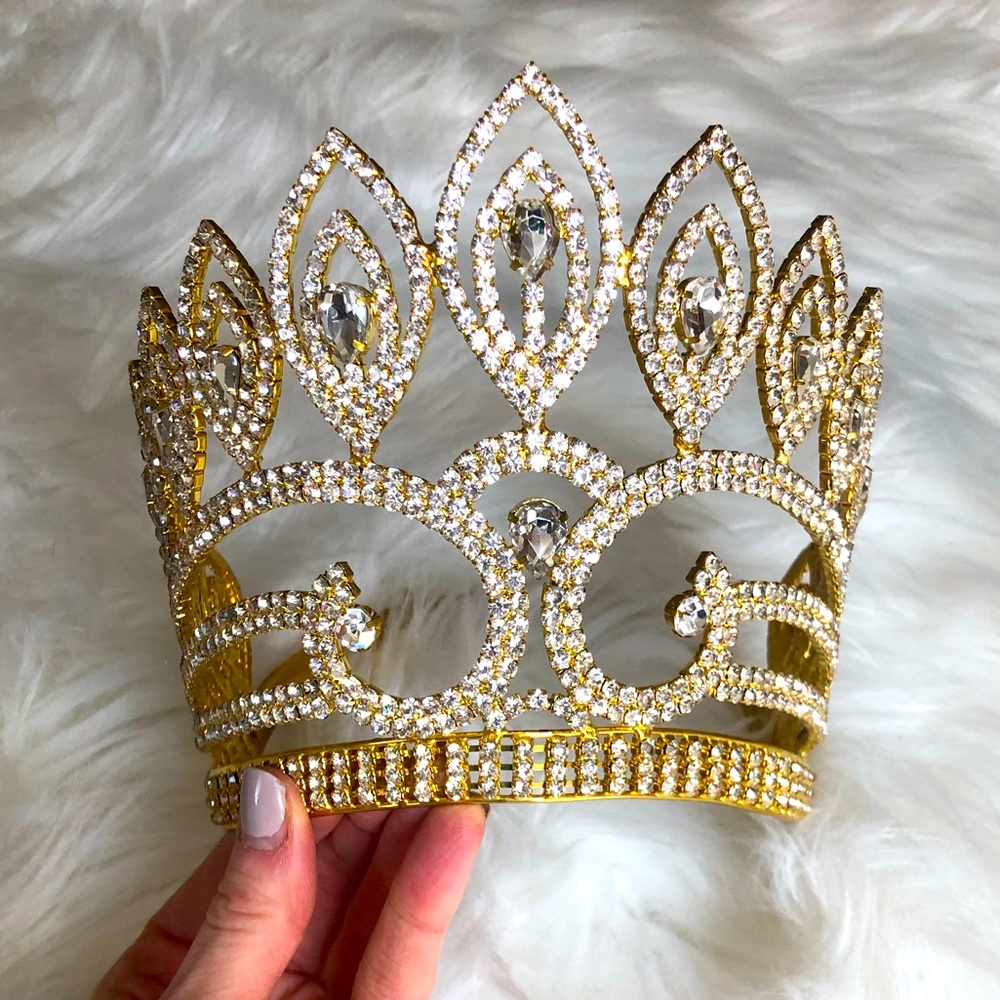 Gold rhinestone tiara  or pageant crown